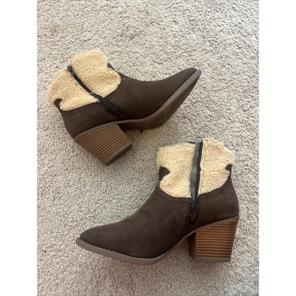 Womens Sugar Tula Western Booties ‎ Sherpa Sz 9 - Picture 4 of 7